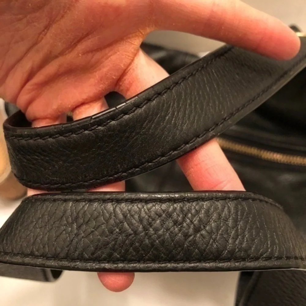Michael kors black leather slouchy tote bag